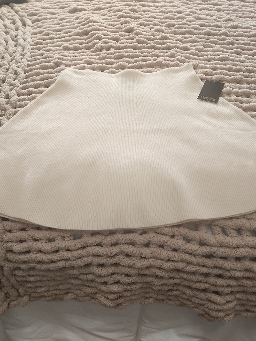 Adrienne Vittadini Cream Knit Skater Skirt
